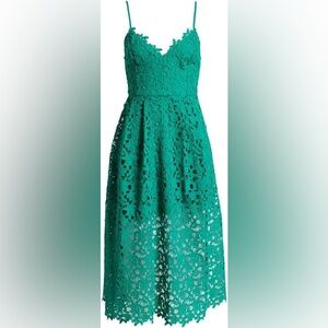 Astr Teal Lace Midi Dress